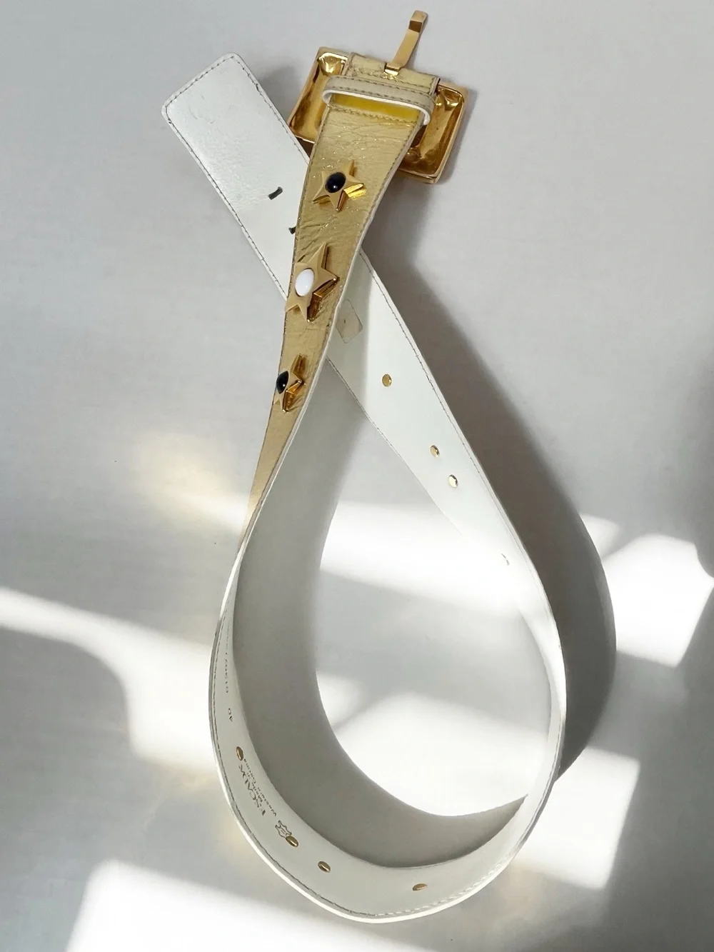 Vintage Escada Star Charm Studded Wide Gold Belt Sz 40